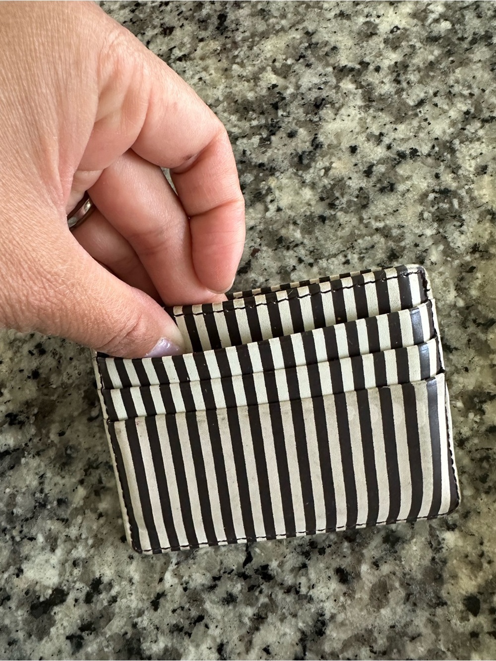 henri bendel Black and White Striped Card & Key Holder - Picture 6 of 10